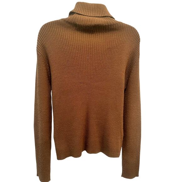 'High Point' Brown Knit and Suede Accent Panel Turtleneck Sweater Women's Large - Picture 7 of 11